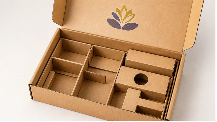 Protective cardboard inserts and dividers inside a box