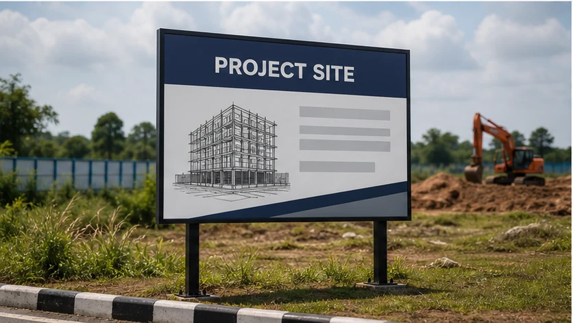 Outdoor construction project information signboard