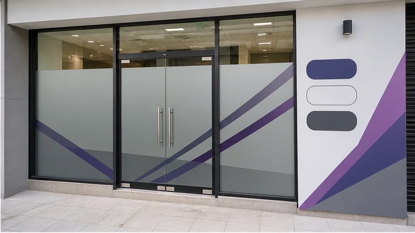 Frosted window film and branded wall graphics