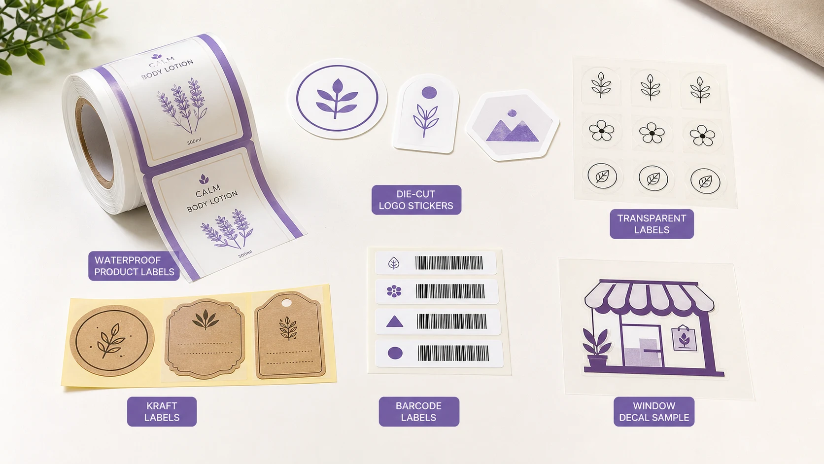 Custom label rolls, die-cut stickers and transparent labels
